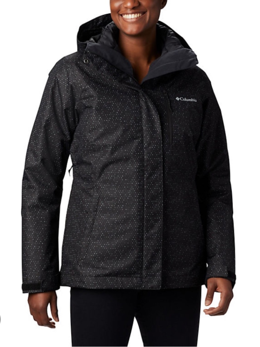 Columbia Women’s Black Ski Jacket with Subtle Dot Print